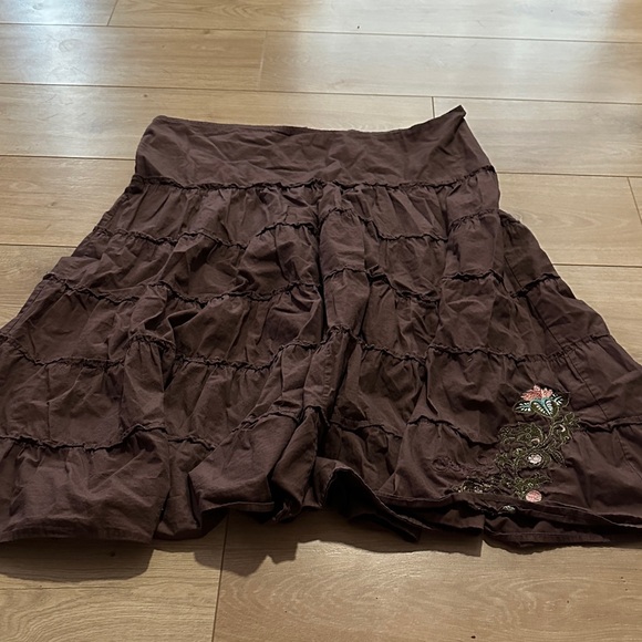 Rip Curl Brown Tiered Midi Skirt - Picture 1 of 4